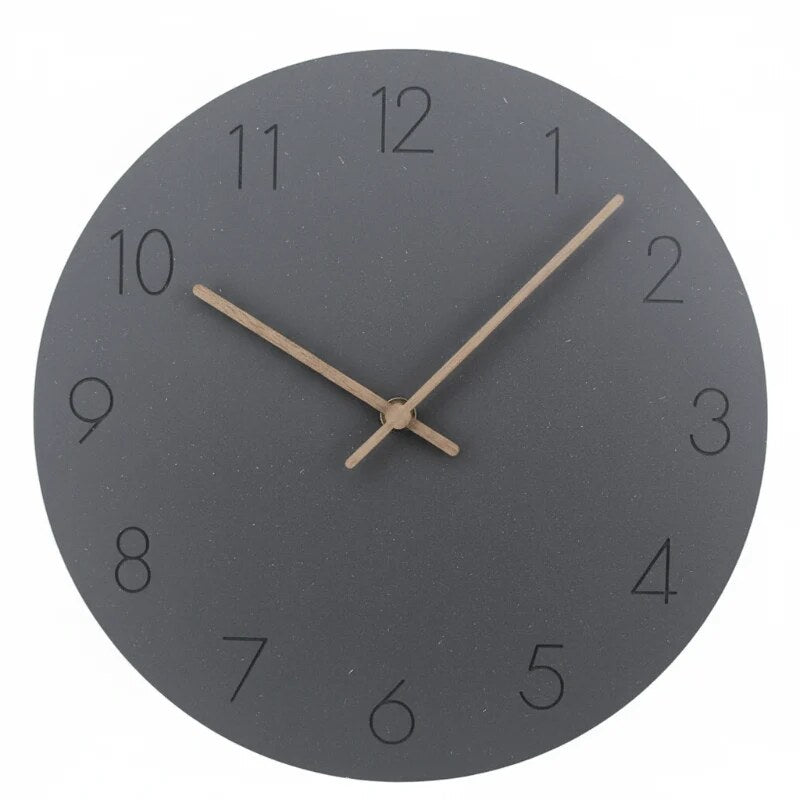 Silent Wall Clock – Nordic minimalist design, walnut timber hands