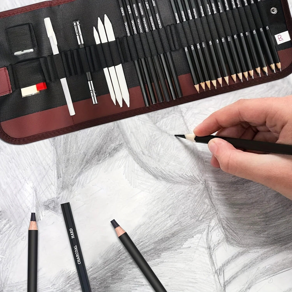 Sketching Pencil Set – graphite and charcoal with storage case