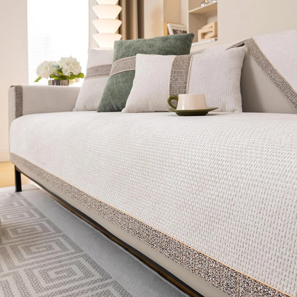 Sofa Cover – tweed woven chenille, anti-slip backing, protective layer