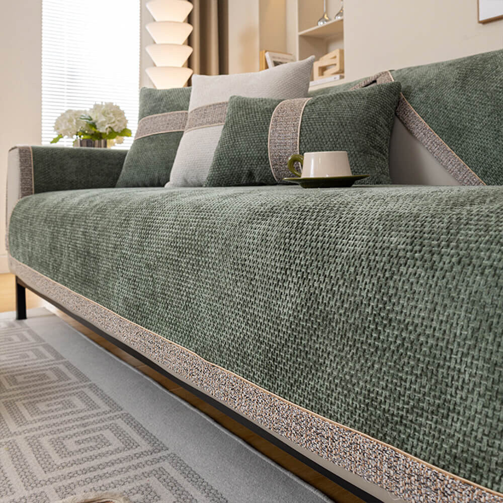 Sofa Cover – tweed woven chenille, anti-slip backing, protective layer