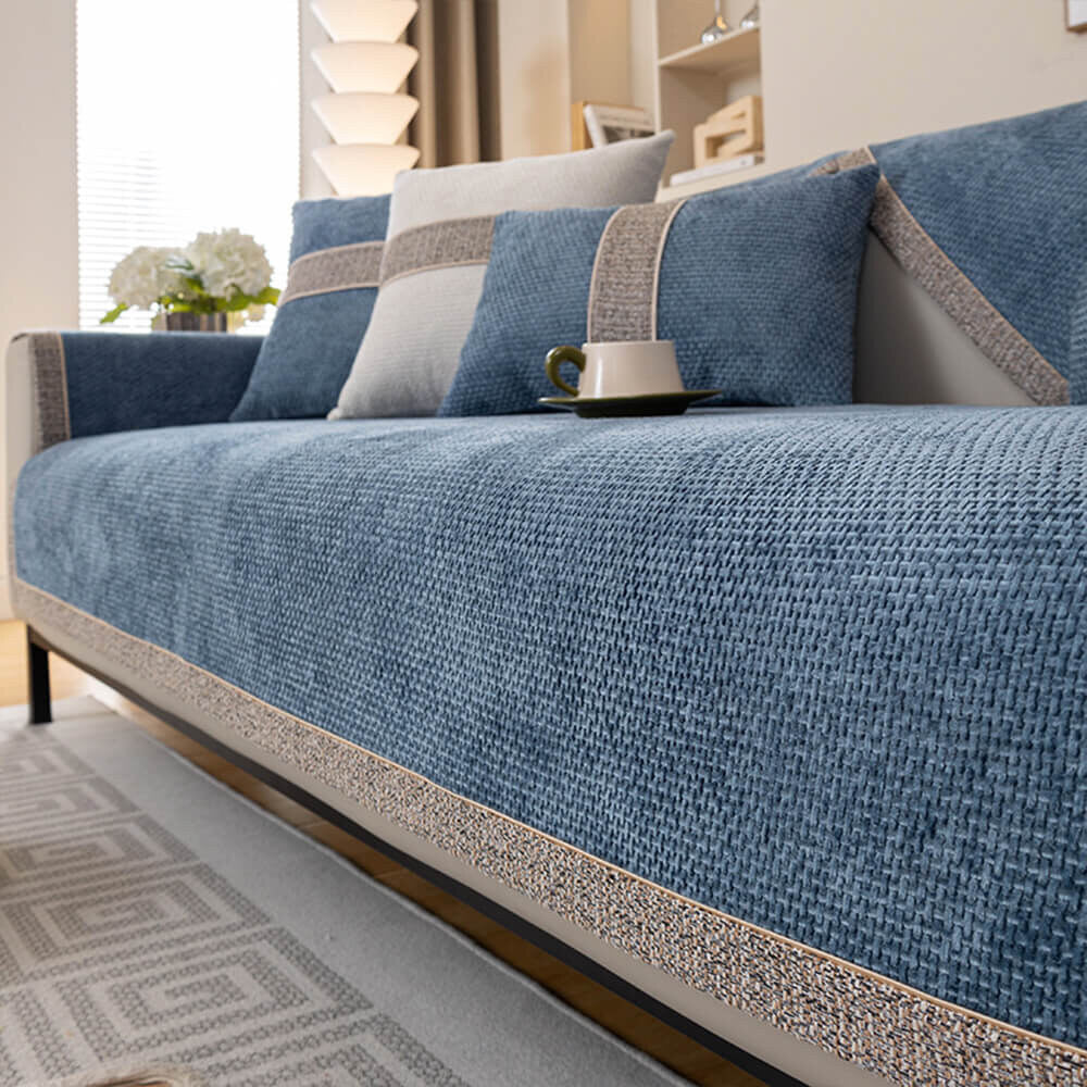 Sofa Cover – tweed woven chenille, anti-slip backing, protective layer