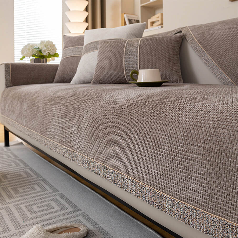 Sofa Cover – tweed woven chenille, anti-slip backing, protective layer