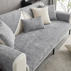 Sofa Slipcover – striped chenille, anti-scratch non-slip backed