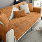 Sofa Slipcover – striped chenille, anti-scratch non-slip backed
