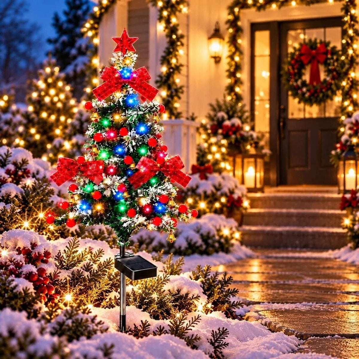 Solar Christmas Tree Light – multicoloured stake for gardens