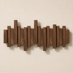 Solid Wood Coat Rack – fold-down hooks, staggered slats, wall mounted