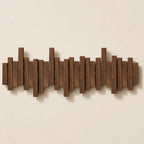 Solid Wood Coat Rack – fold-down hooks, staggered slats, wall mounted