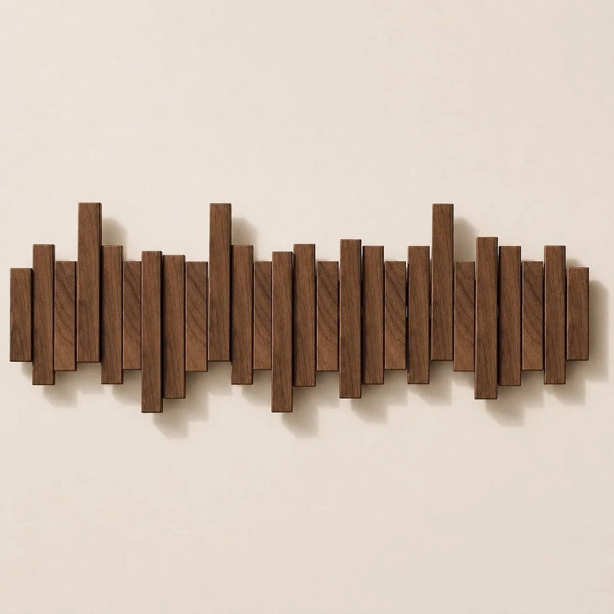 Solid Wood Coat Rack – fold-down hooks, staggered slats, wall mounted
