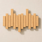 Solid Wood Coat Rack – fold-down hooks, staggered slats, wall mounted