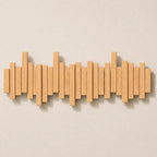 Solid Wood Coat Rack – fold-down hooks, staggered slats, wall mounted