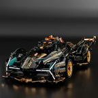 Sports Car Building Block Model – black and gold, detailed design