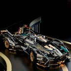 Sports Car Building Block Model – black and gold, detailed design