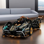 Sports Car Building Block Model – black and gold, detailed design