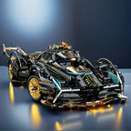 Sports Car Building Block Model – black and gold, detailed design