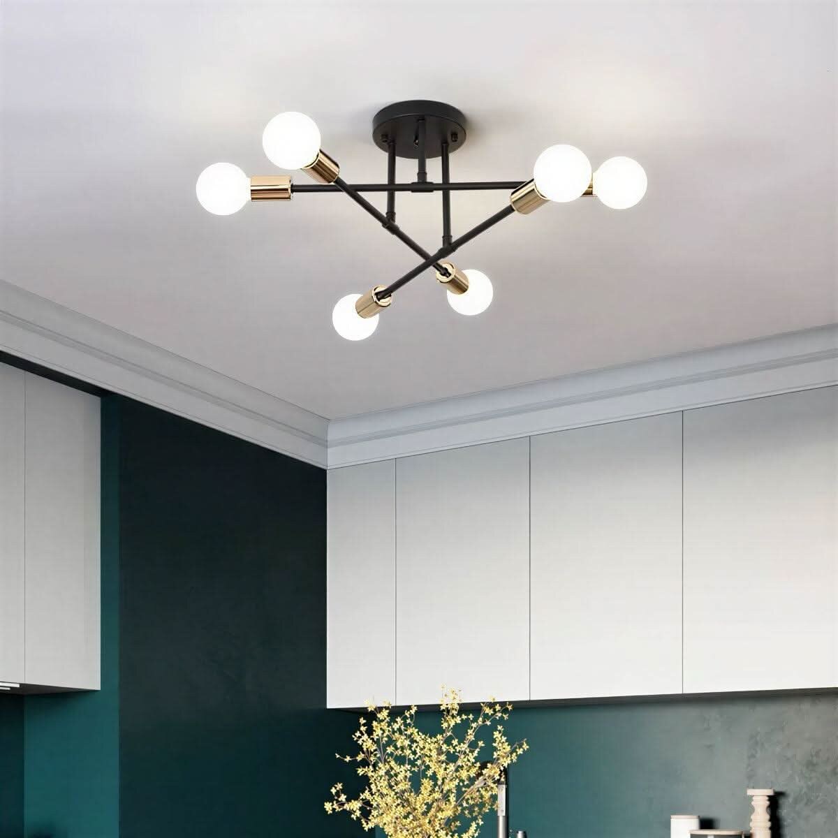 Sputnik Chandelier – electroplated metal, sculptural semi-flush