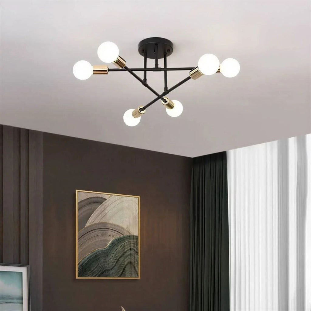 Sputnik Chandelier – electroplated metal, sculptural semi-flush