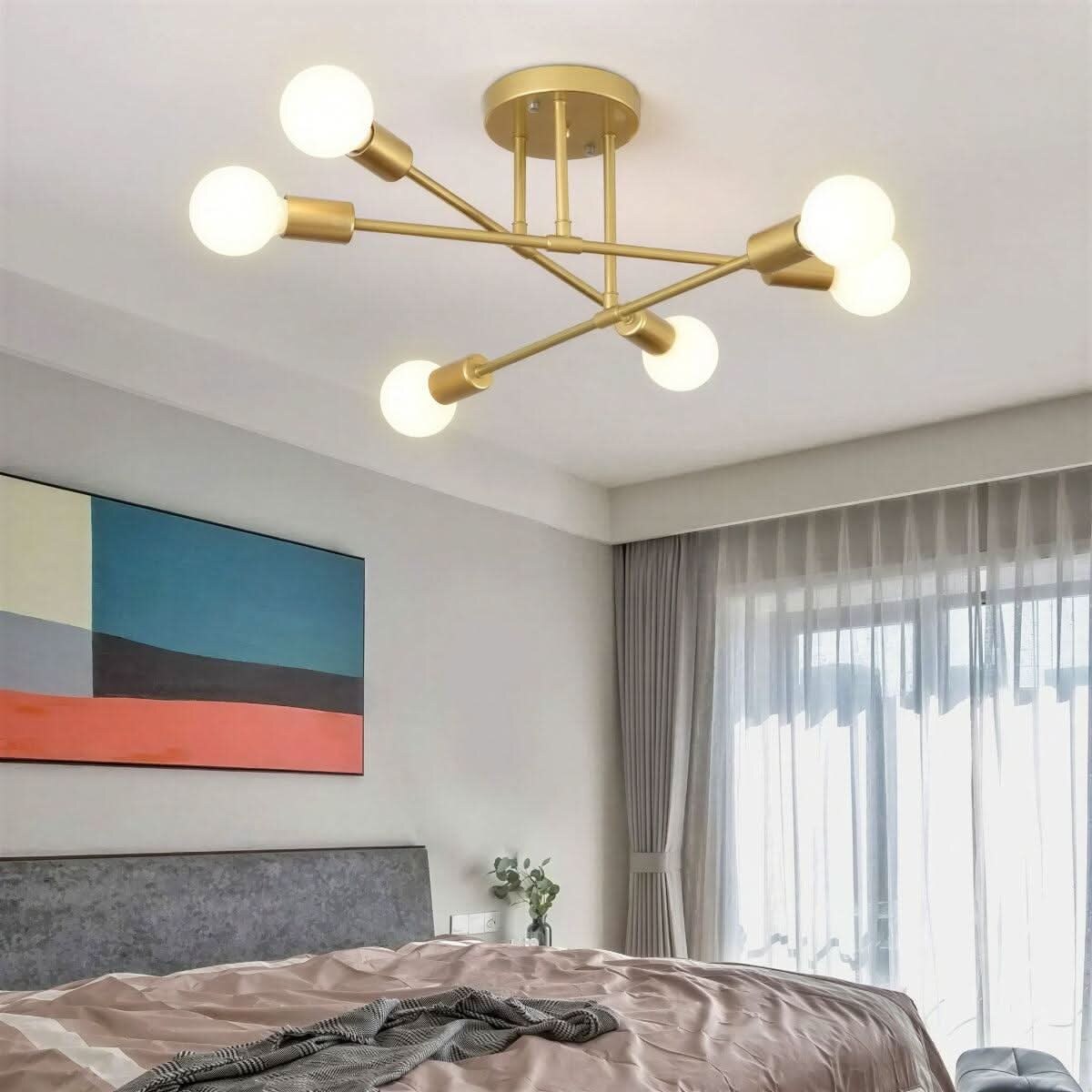 Sputnik Chandelier – electroplated metal, sculptural semi-flush
