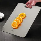 Stainless Steel Prep Board – dual-sided kitchen use, integrated handle