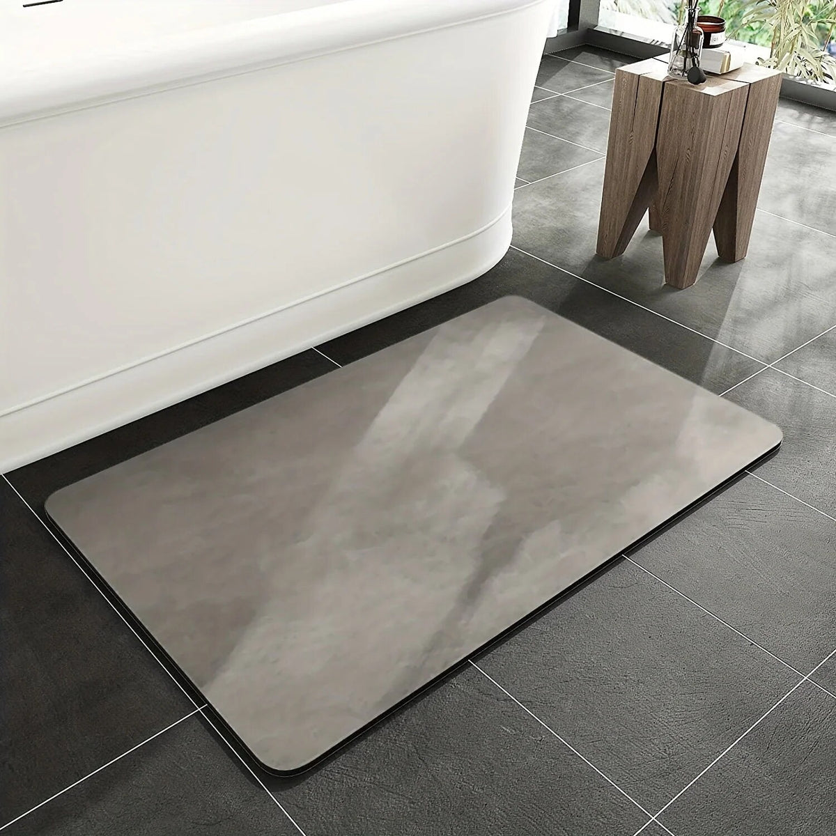 Stone Bath Mat – porous mineral surface, water-absorbent, non-slip