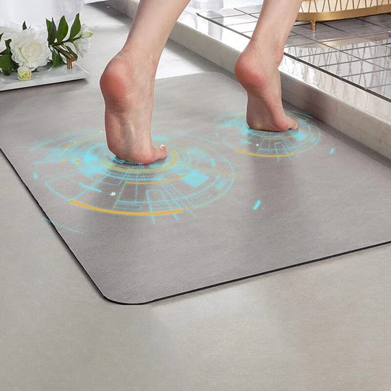 Stone Bath Mat – porous mineral surface, water-absorbent, non-slip