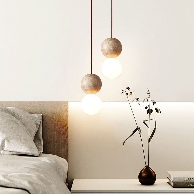 Stone Sphere Pendant Light