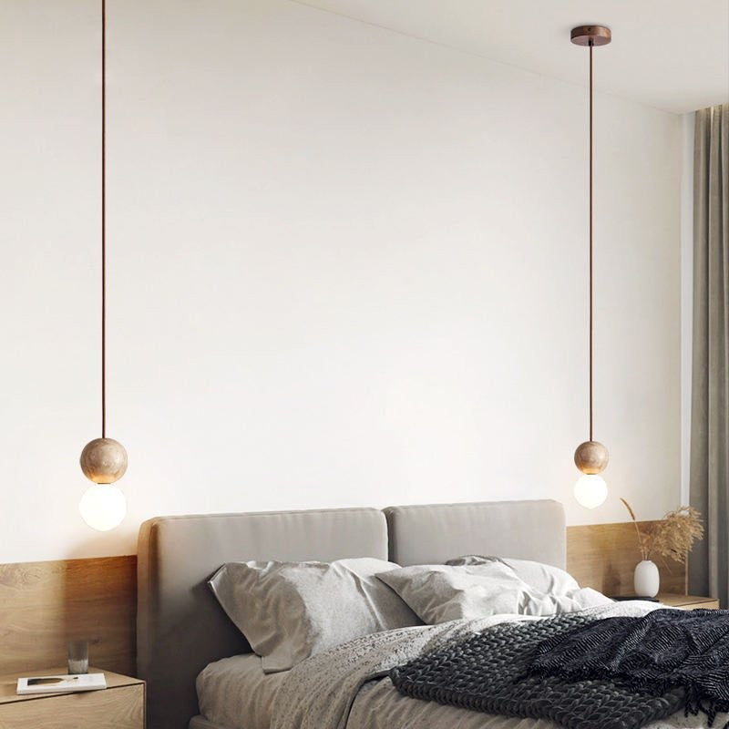 Stone Sphere Pendant Light