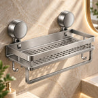 Suction Cup Bathroom Shelf – removable, wall mounted, drip tray