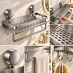 Suction Cup Bathroom Shelf – removable, wall mounted, drip tray