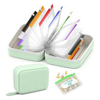 Tablet Organiser – portable faux leather case, 14 zip pouches