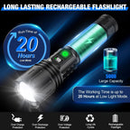 Tactical LED Torch – long-range beam, USB-C rechargeable, adjustable focus