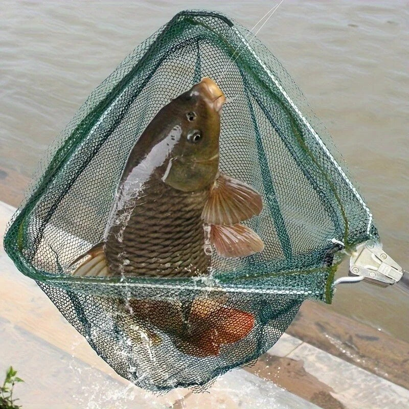Telescopic Landing Net – folding frame, green mesh, portable