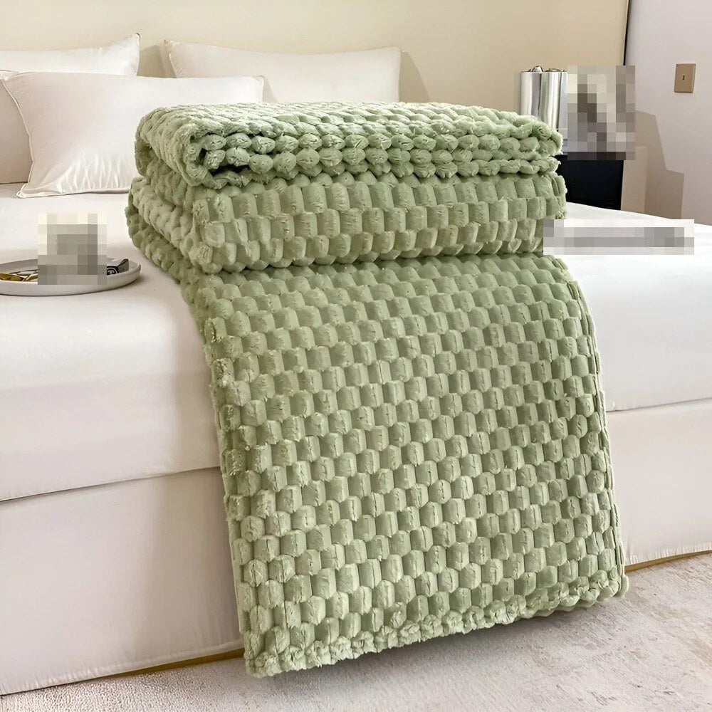 Textured Plush Fleece Throw – bubble pattern, six colours, three sizes