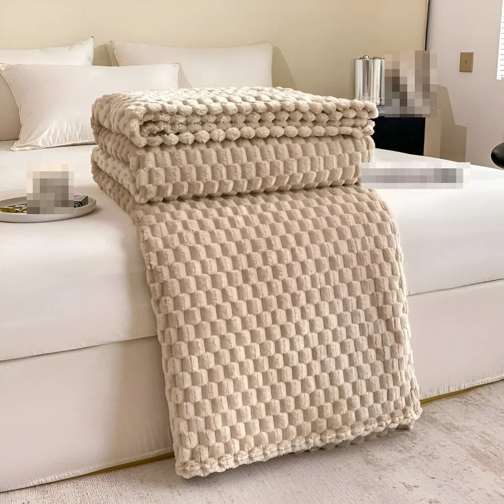 Textured Plush Fleece Throw – bubble pattern, six colours, three sizes