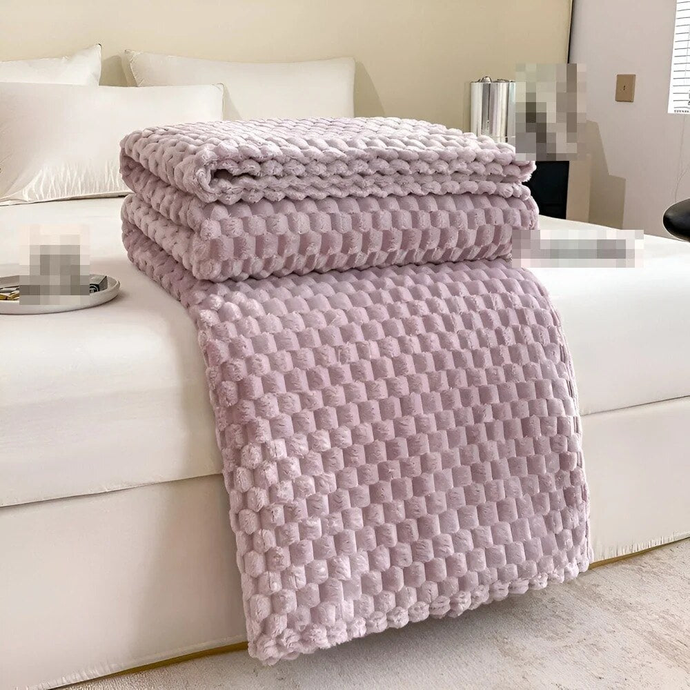 Textured Plush Fleece Throw – bubble pattern, six colours, three sizes