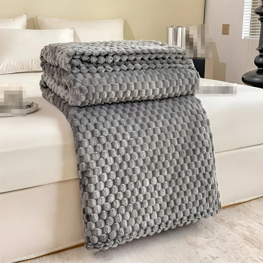 Textured Plush Fleece Throw – bubble pattern, six colours, three sizes