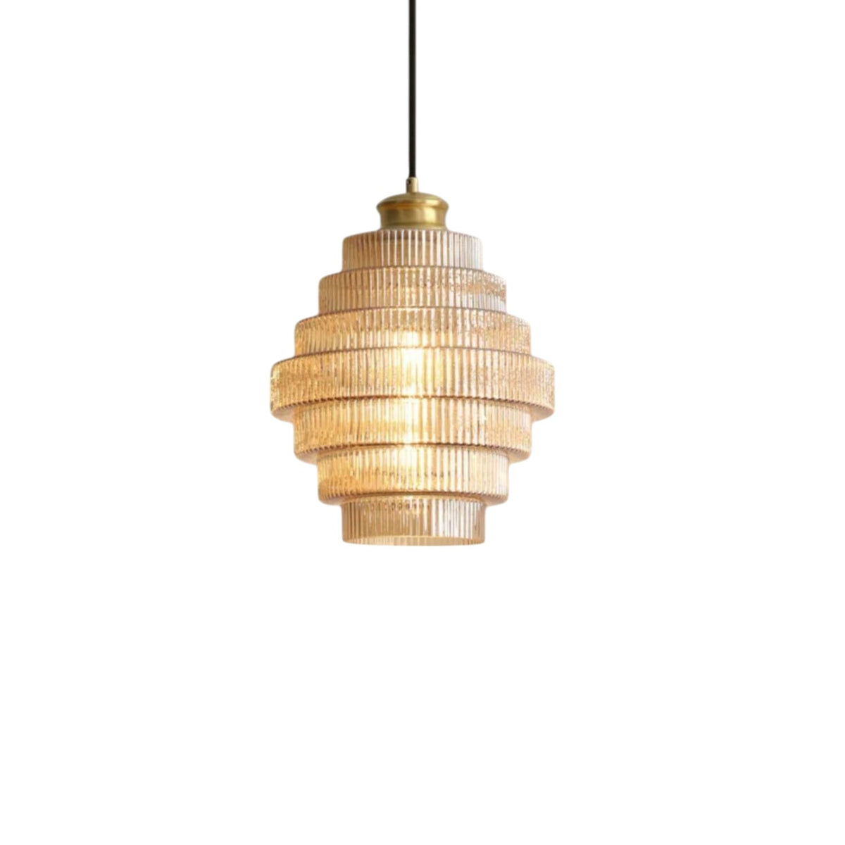 Tiered Ribbed Glass Pendant Light