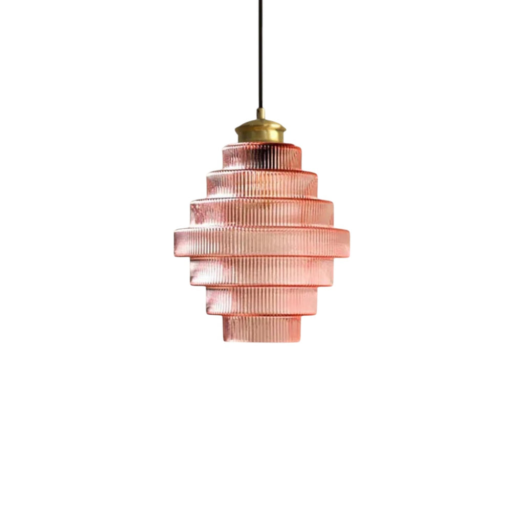Tiered Ribbed Glass Pendant Light