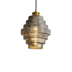 Tiered Ribbed Glass Pendant Light