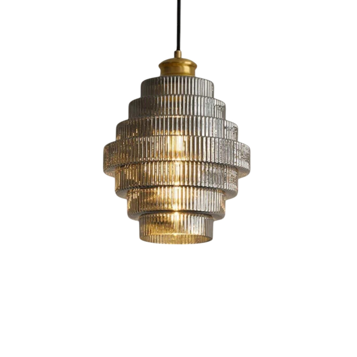 Tiered Ribbed Glass Pendant Light
