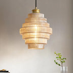Tiered Ribbed Glass Pendant Light