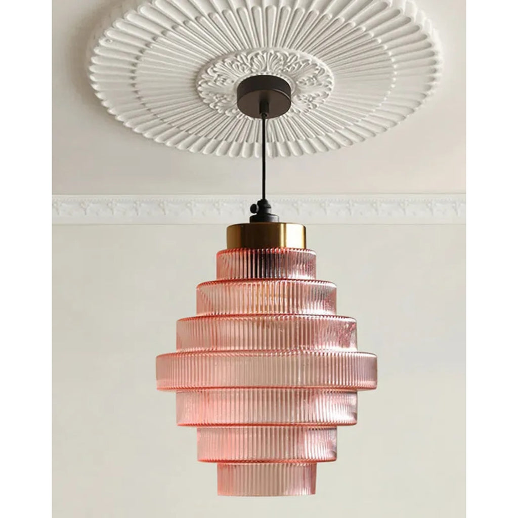 Tiered Ribbed Glass Pendant Light