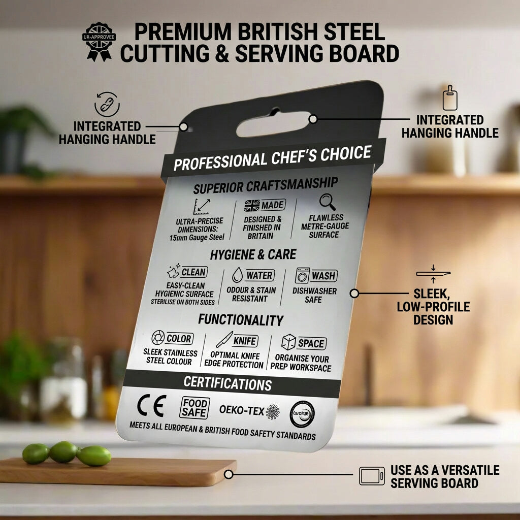 Titanium Cutting Board – Non-porous surface, lightweight, durable