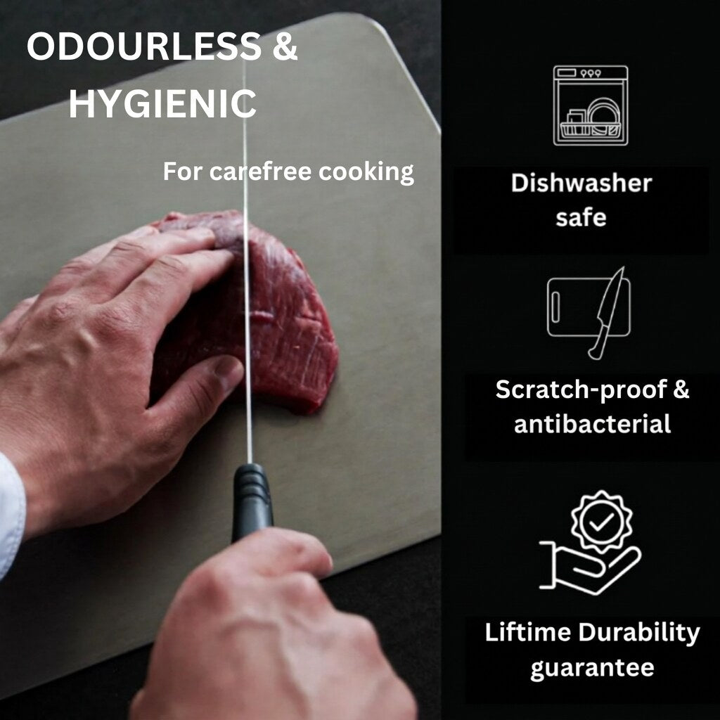 Titanium Cutting Board – Non-porous surface, lightweight, durable