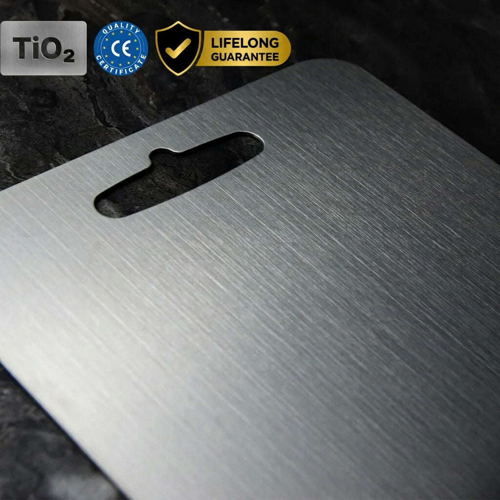 Titanium Cutting Board – Non-porous surface, lightweight, durable