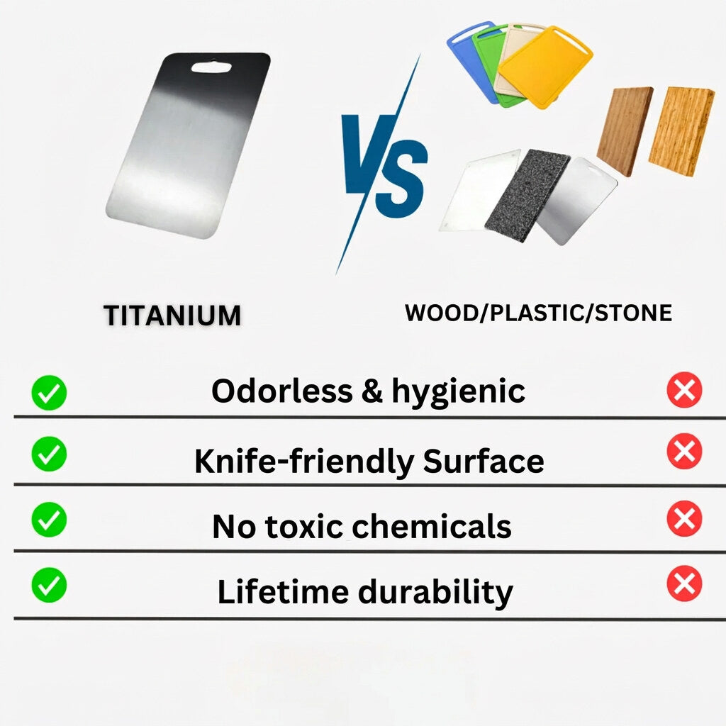 Titanium Cutting Board – Non-porous surface, lightweight, durable