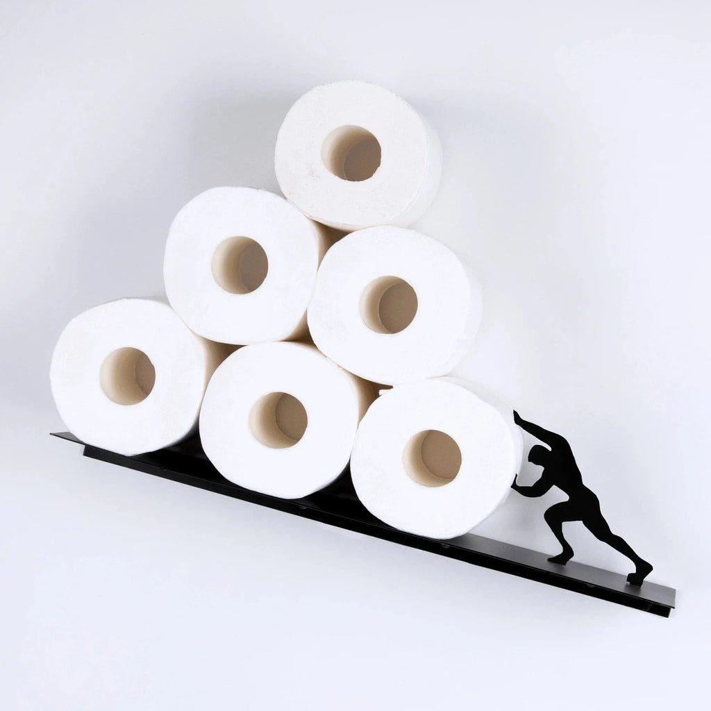 Toilet Roll Holder – Hercules figure, wall-mounted, metal