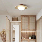 Travertine and Wood Ceiling Light – semi-flush, natural texture