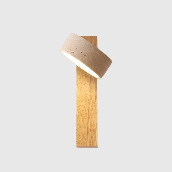 Travertine and Wood Wall Light