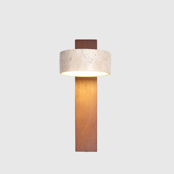 Travertine and Wood Wall Light