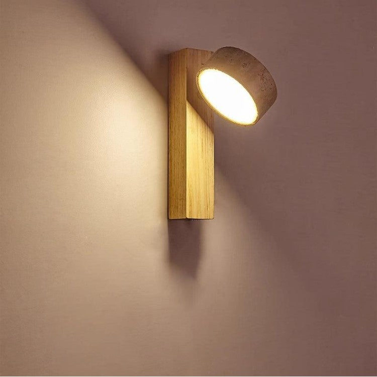 Travertine and Wood Wall Light